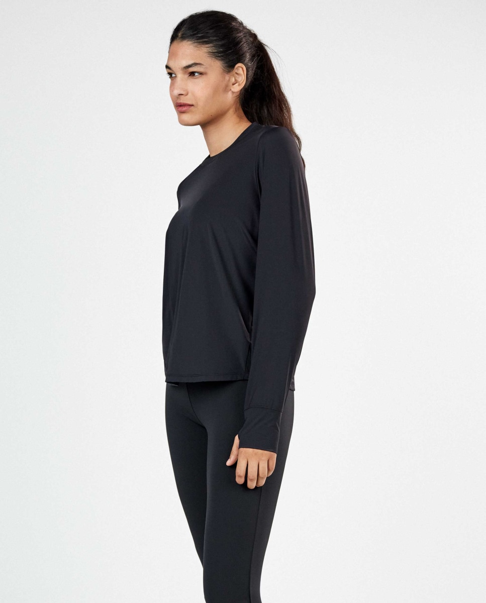 Camiseta deportiva de mujer manga larga - Gisela - Negro Negro-3