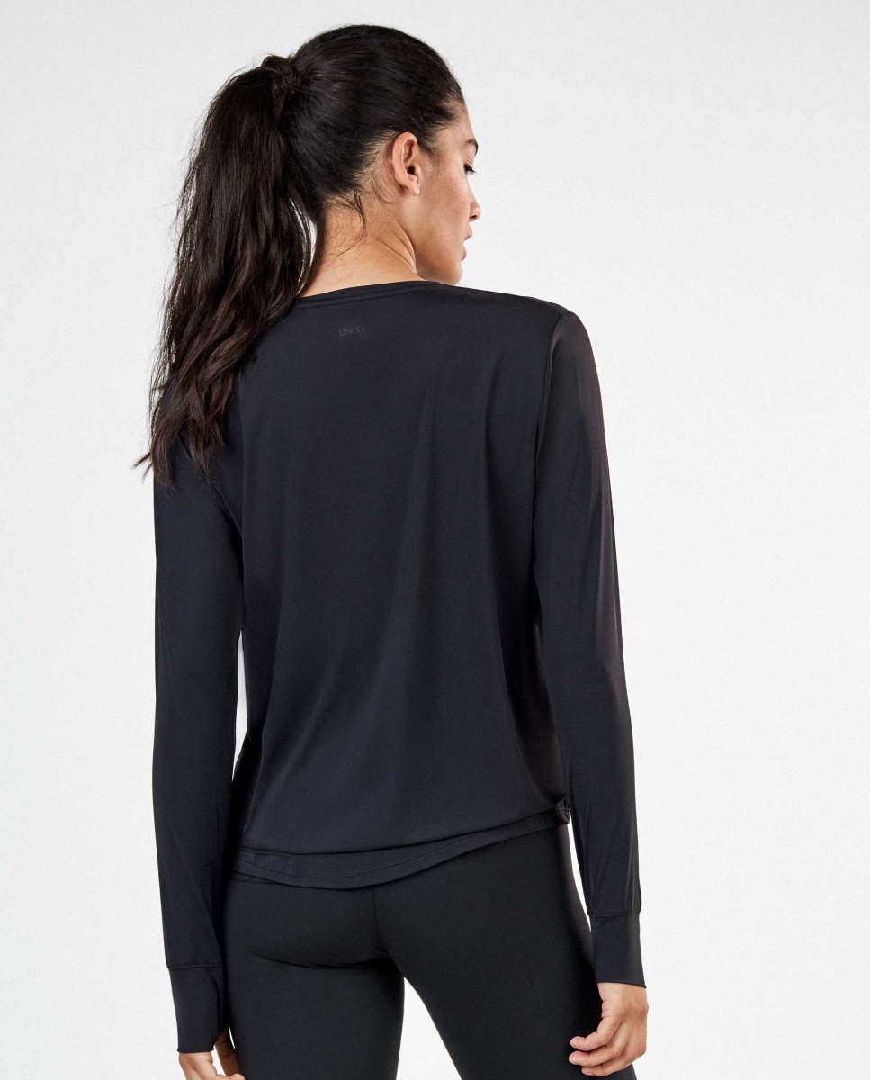 Camiseta deportiva de mujer manga larga - Gisela - Negro Negro-5