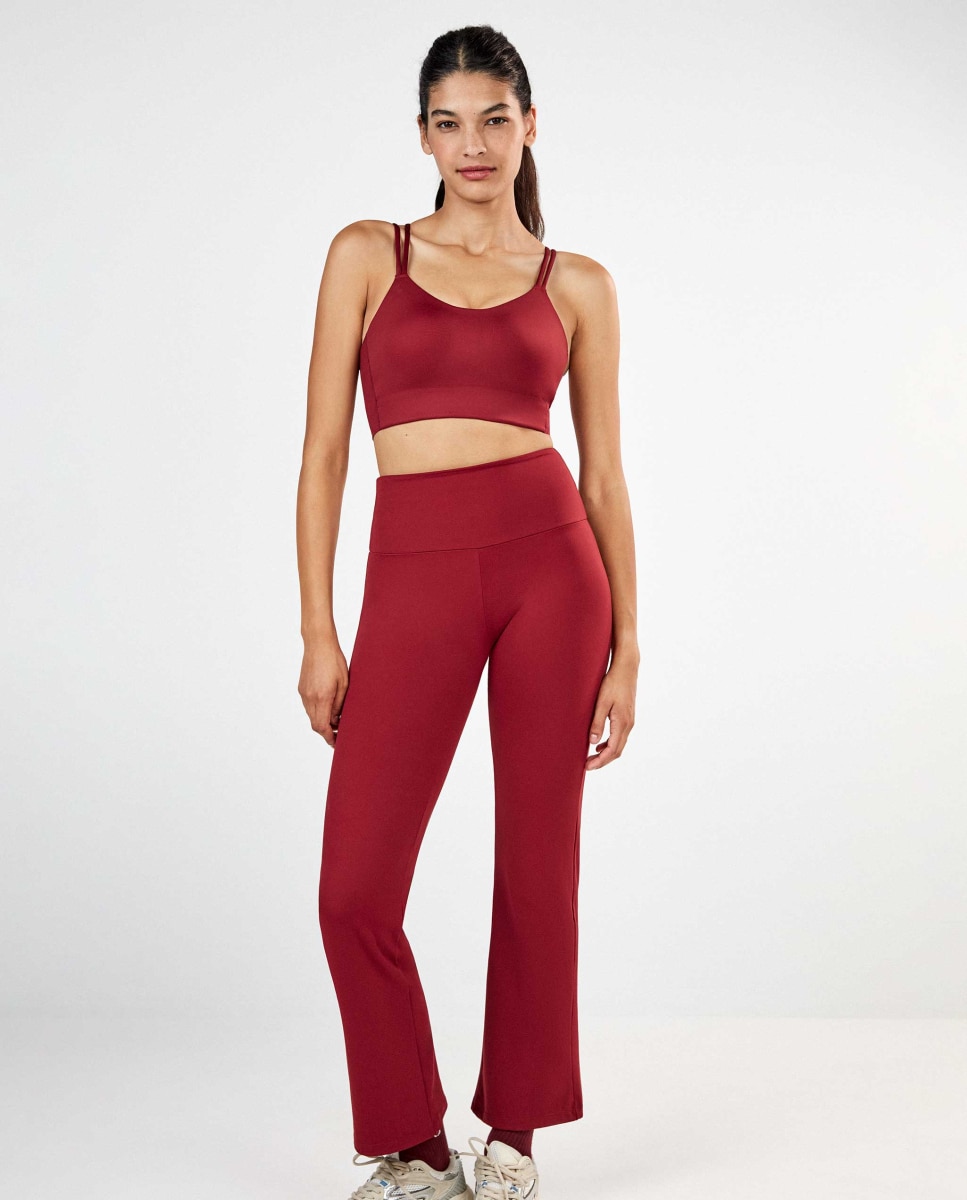 Legging deportivo largo flare de mujer - Gisela - Granate Granate-1