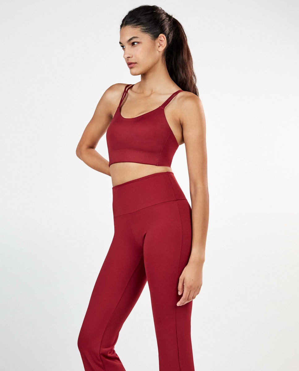 Legging deportivo largo flare de mujer - Gisela - Granate Granate-2