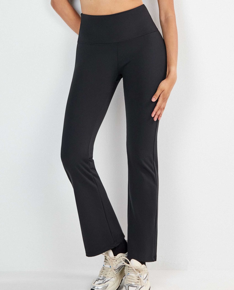 Legging deportivo largo flare de mujer - Gisela - Negro Negro-3