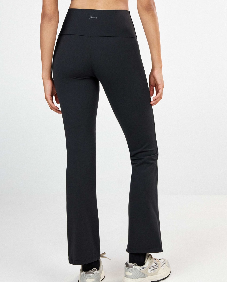 Legging deportivo largo flare de mujer - Gisela - Negro Negro-4