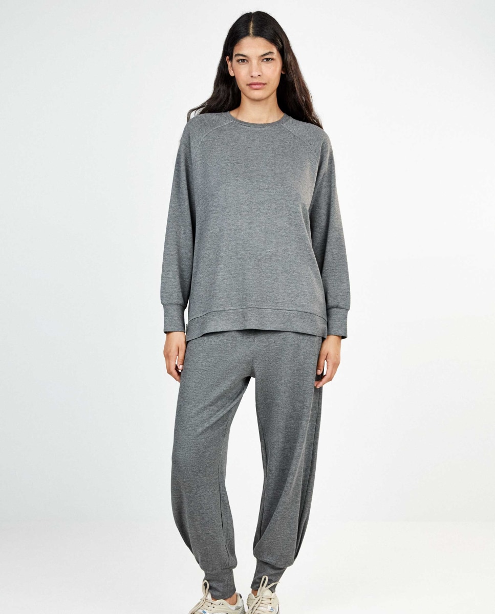 Sudadera de mujer oversize double soft touch cremallera - Gisela - Gris claro Gris claro-3