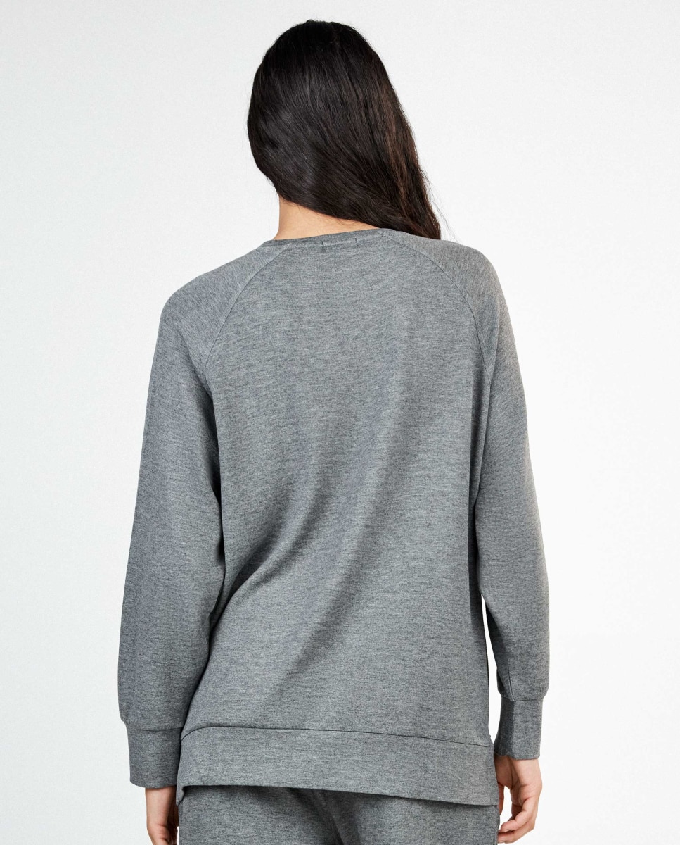 Sudadera de mujer oversize double soft touch cremallera - Gisela - Gris claro Gris claro-4