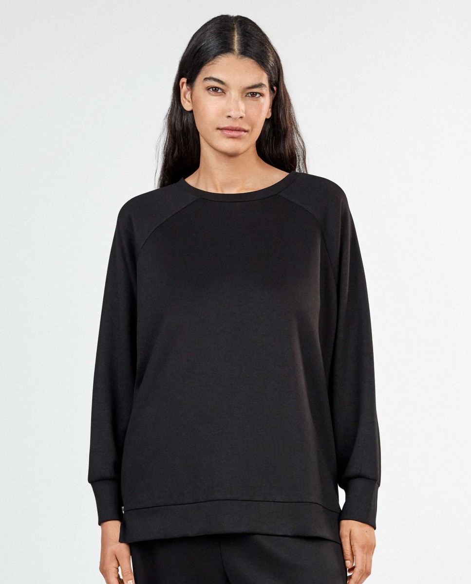 Sudadera de mujer oversize double soft touch cremallera - Gisela - Negro Negro-2