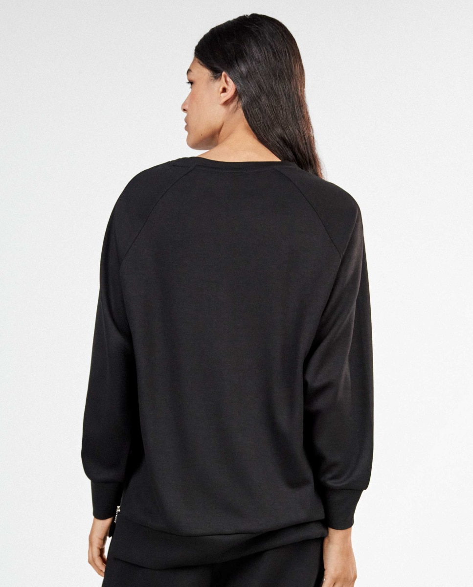 Sudadera de mujer oversize double soft touch cremallera - Gisela - Negro Negro-3