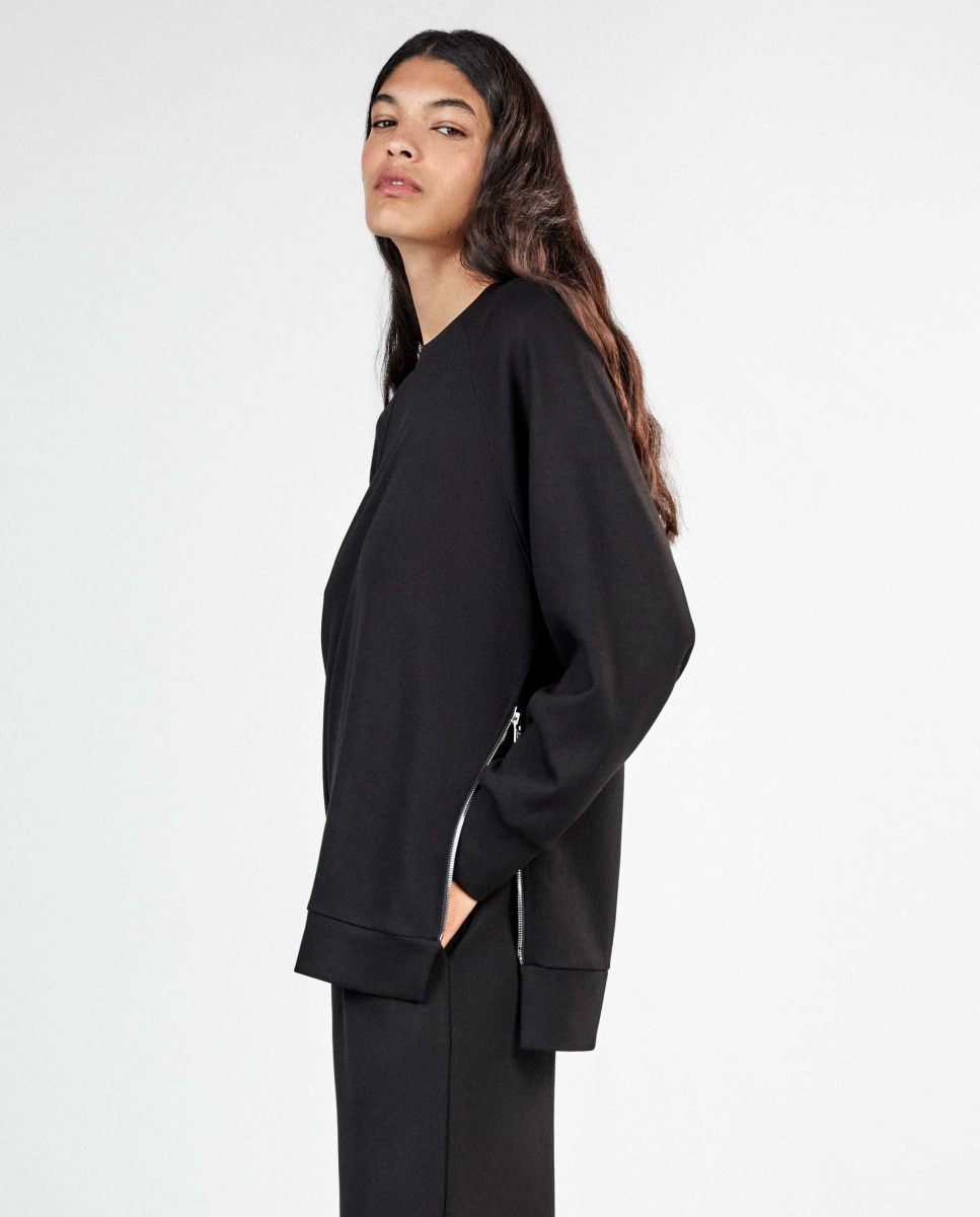 Sudadera de mujer oversize double soft touch cremallera - Gisela - Negro Negro-4