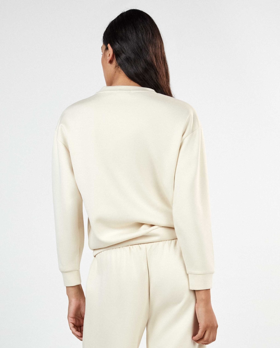 Sudadera de mujer single soft touch con logo - Gisela - Beige Beige-3