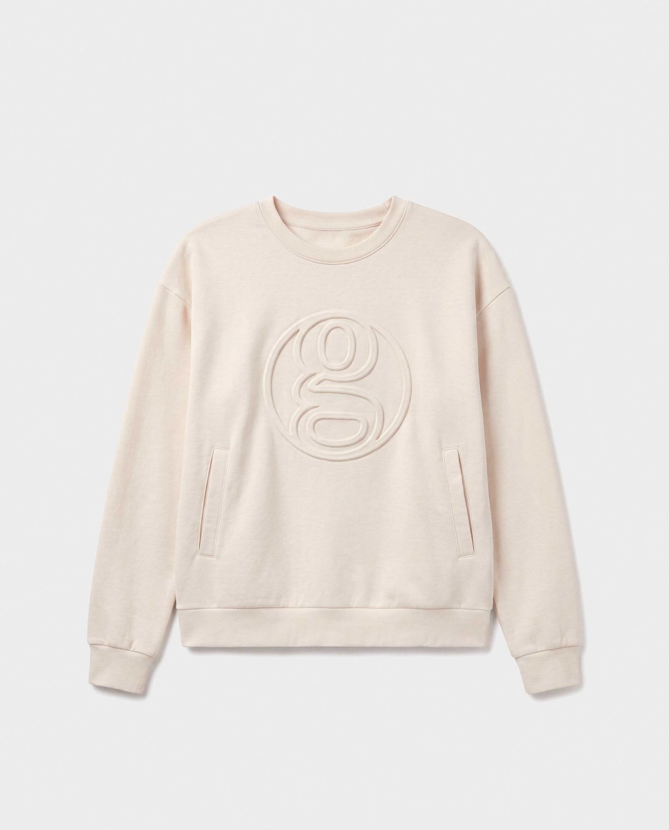 Sudadera de mujer single soft touch con logo - Gisela - Beige Beige-5