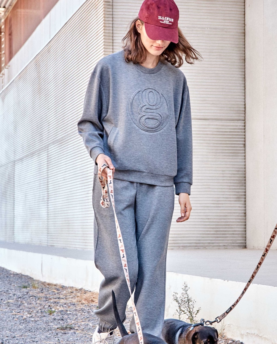 Sudadera de mujer single soft touch con logo - Gisela - Gris claro Gris claro-1