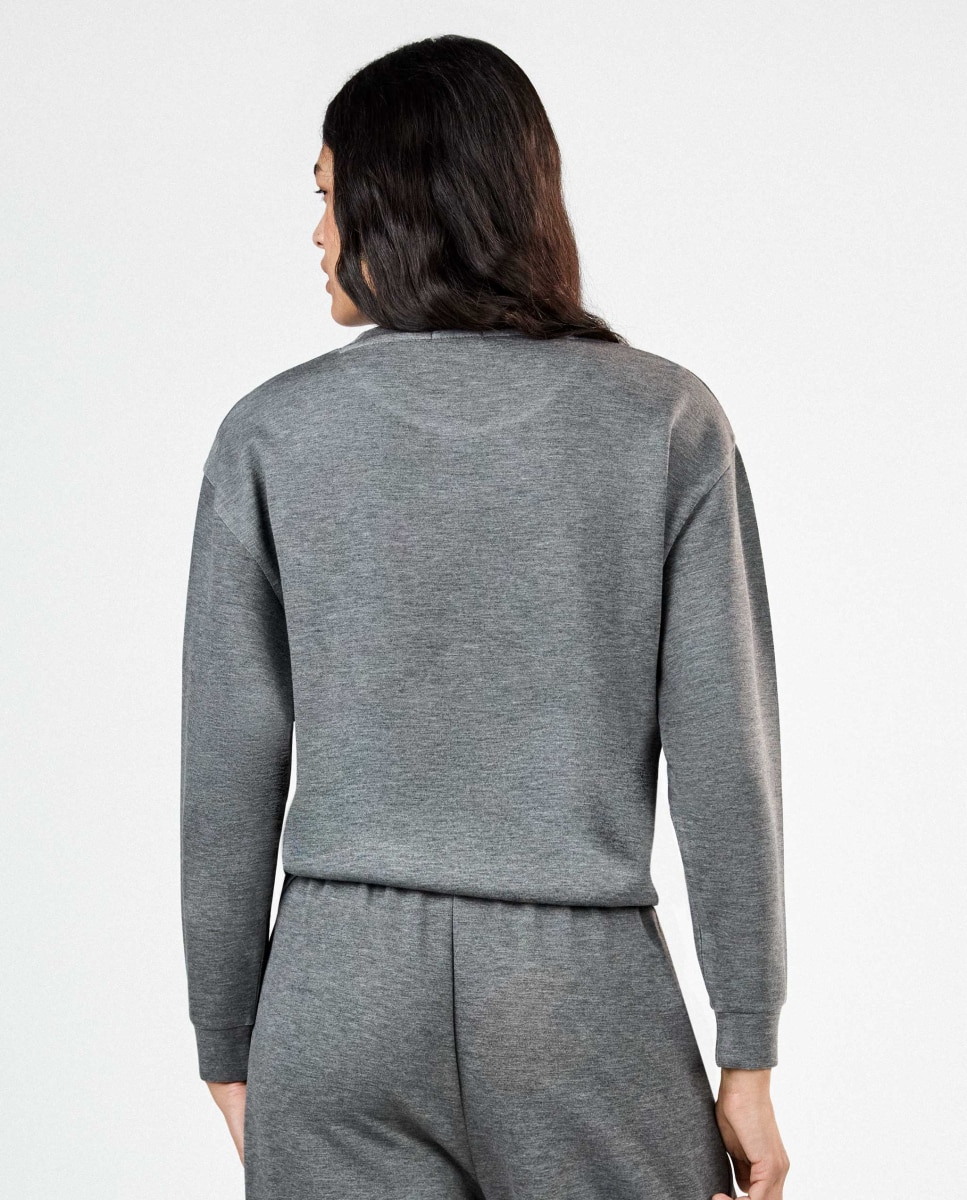 Sudadera de mujer single soft touch con logo - Gisela - Gris claro Gris claro-4