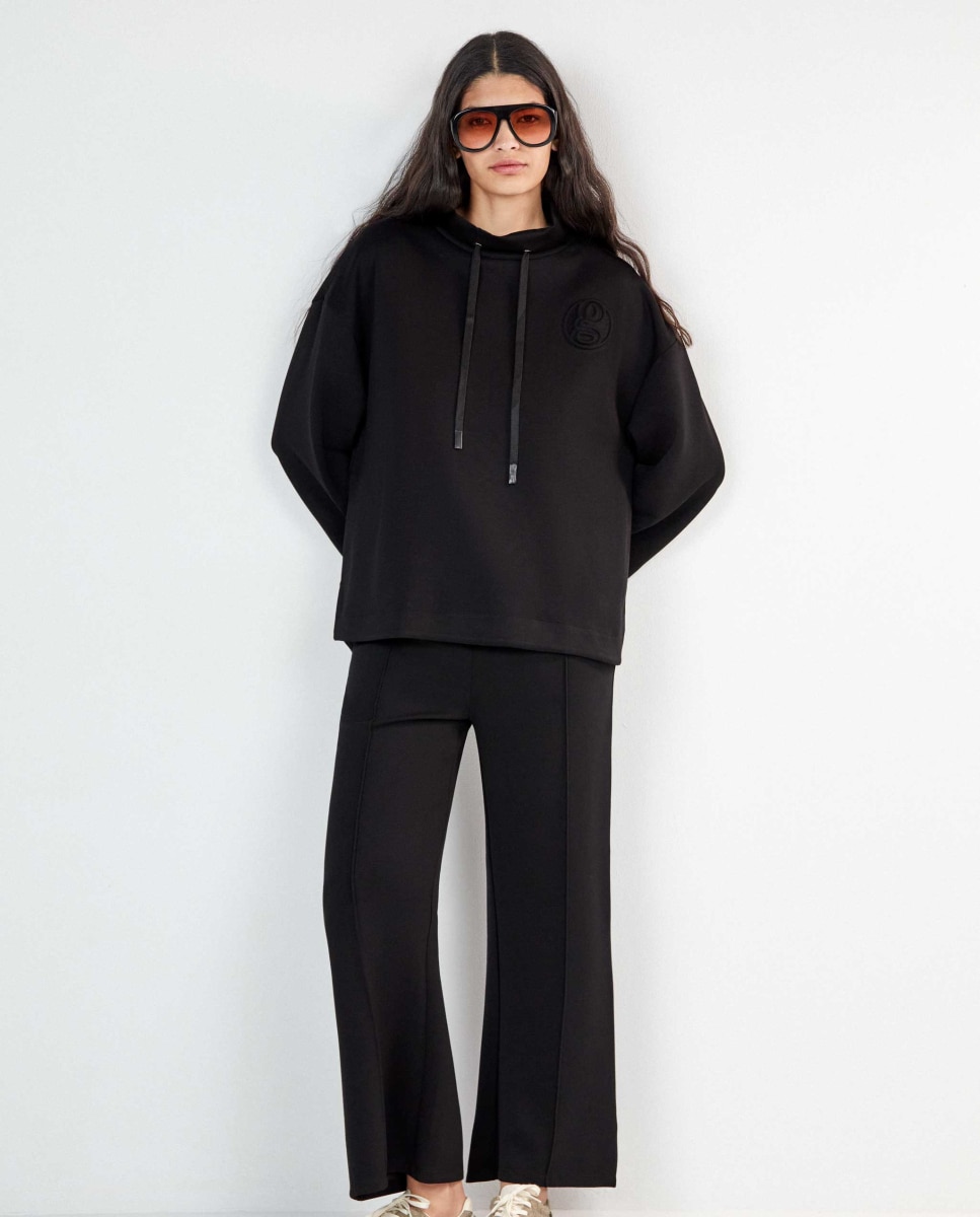 Sudadera de mujer oversize single soft touch cuello chimenea - Gisela - Negro Negro-2