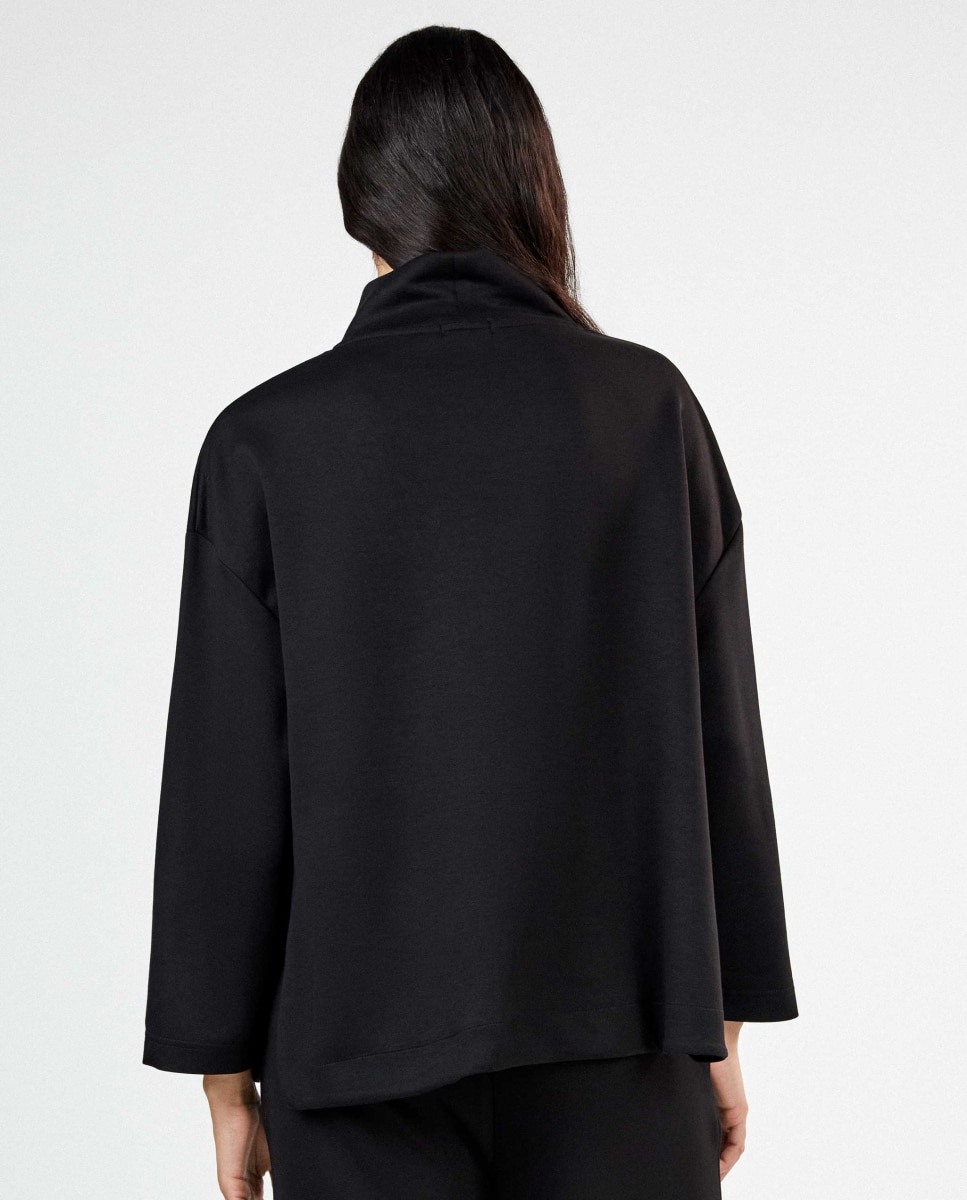 Sudadera de mujer oversize single soft touch cuello chimenea - Gisela - Negro Negro-4