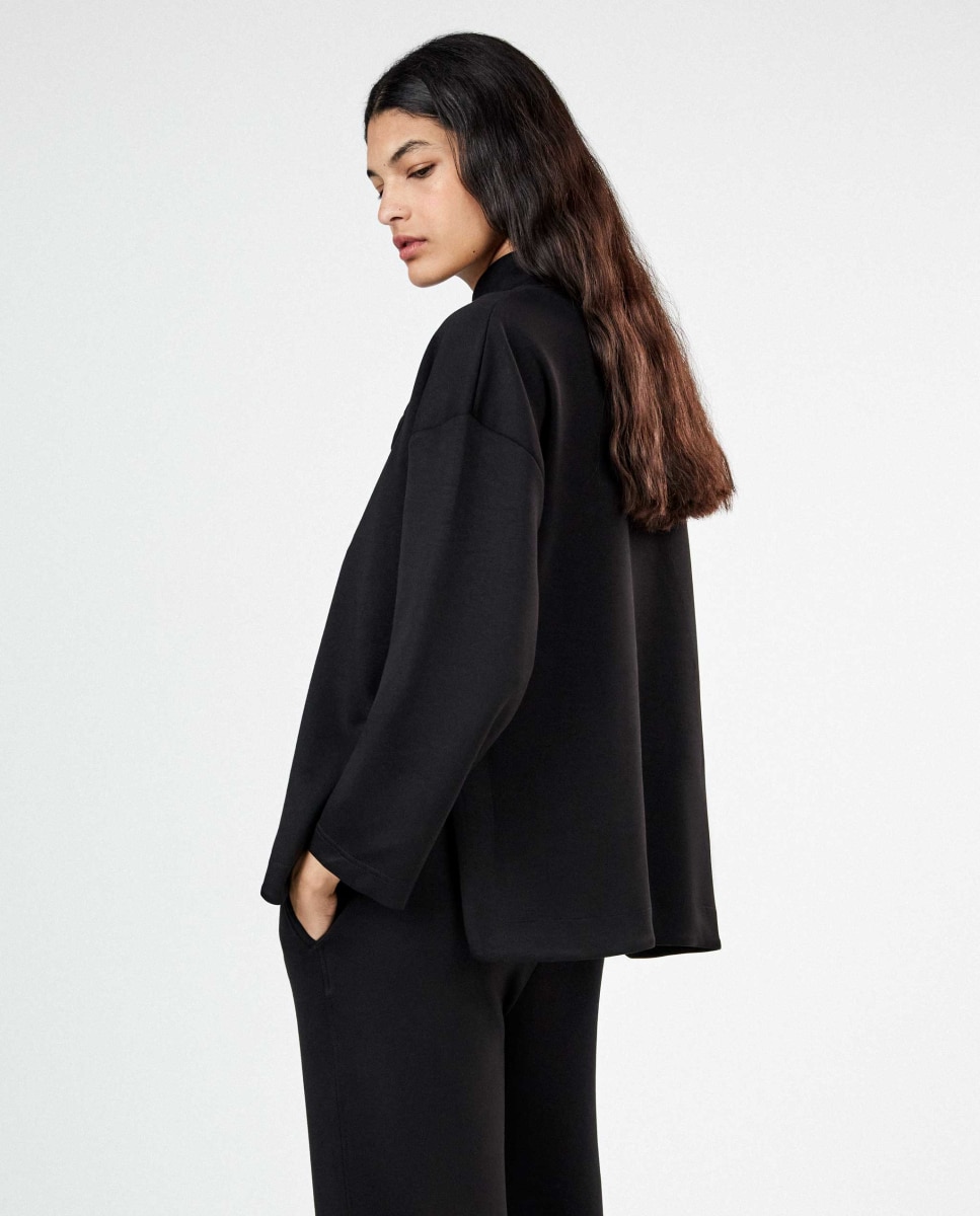 Sudadera de mujer oversize single soft touch cuello chimenea - Gisela - Negro Negro-5