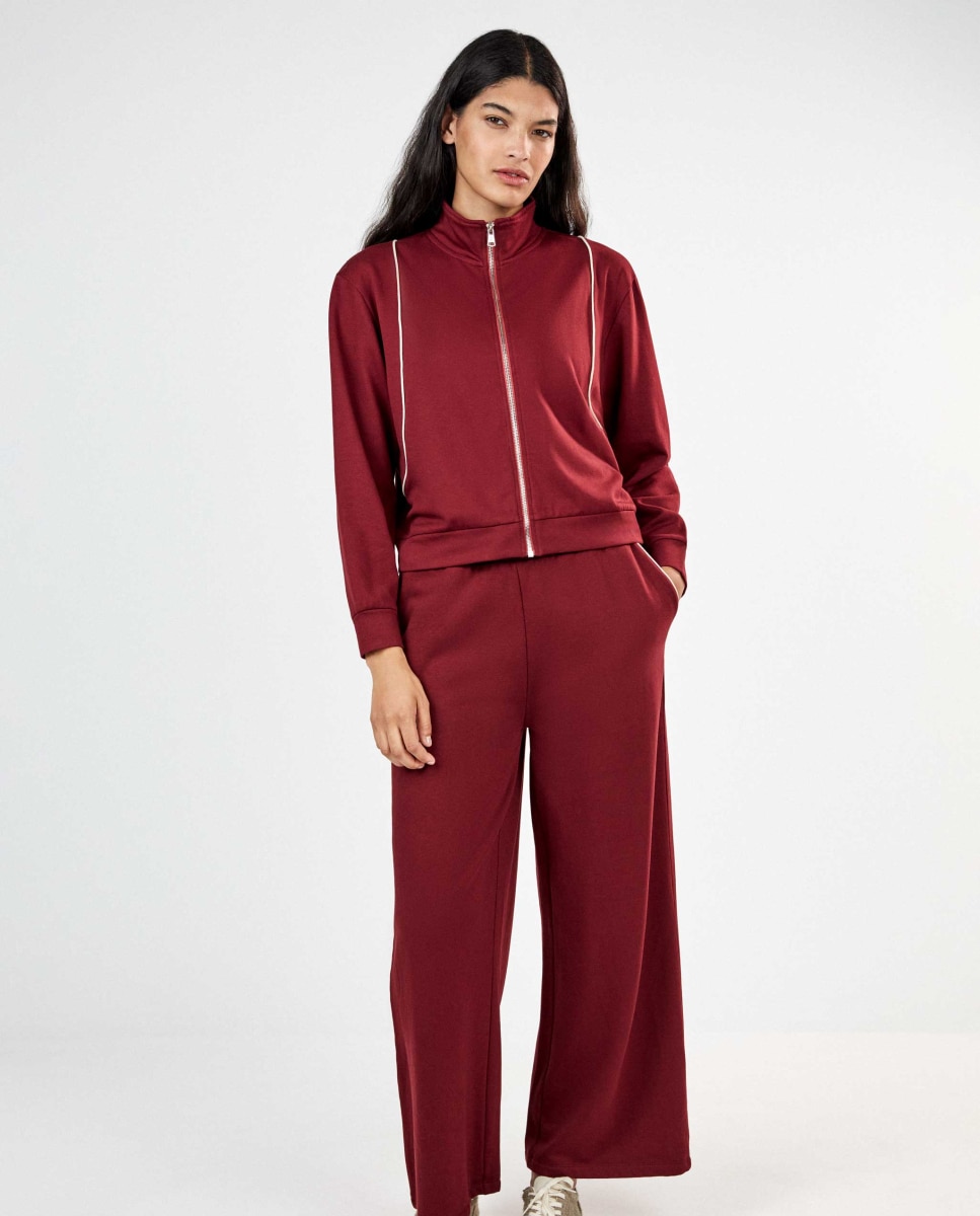 Chaqueta de mujer felpa corta con cremallera - Gisela - Granate Granate-3