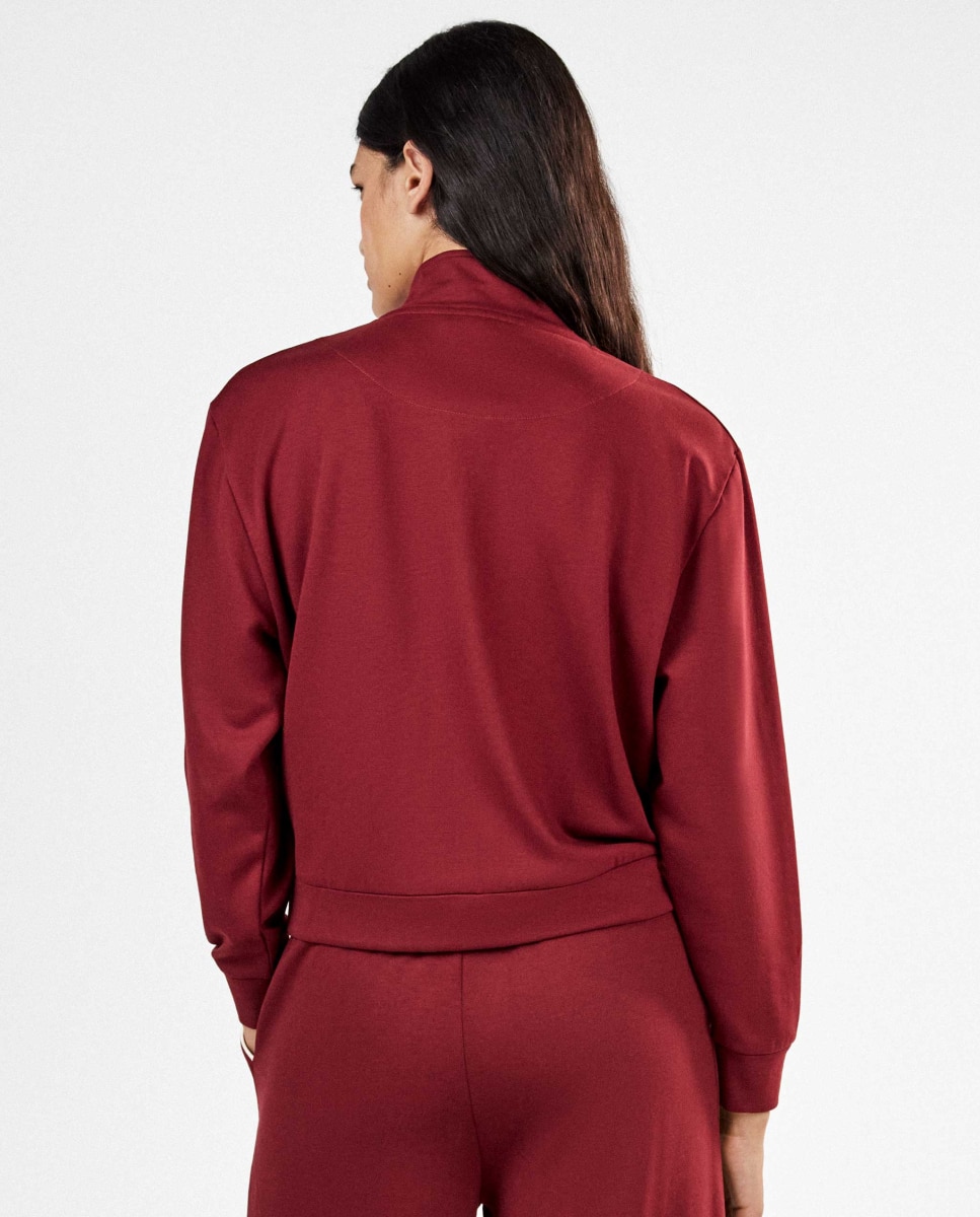 Chaqueta de mujer felpa corta con cremallera - Gisela - Granate Granate-4