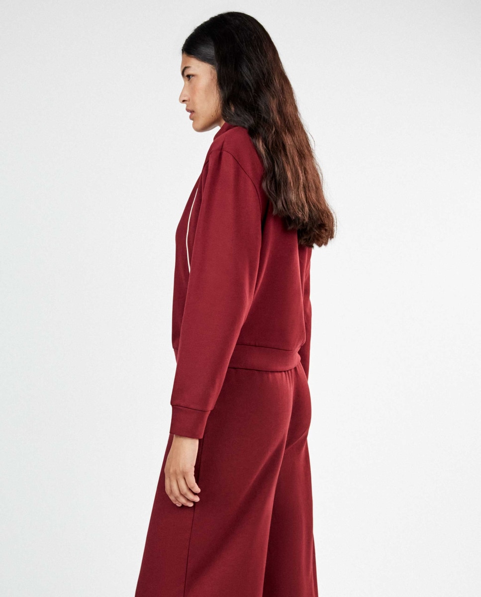Chaqueta de mujer felpa corta con cremallera - Gisela - Granate Granate-5