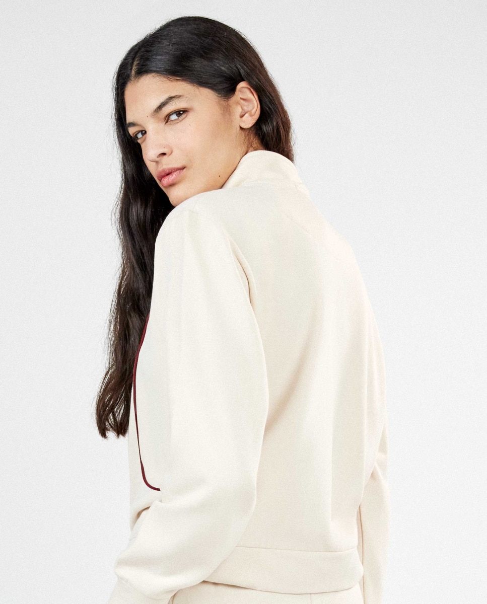 Chaqueta de mujer felpa corta con cremallera - Gisela - Beige Beige-3