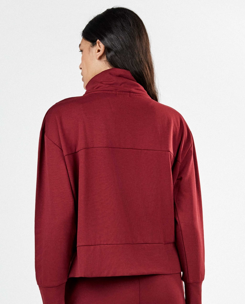 Sudadera de mujer felpa corta con cremallera - Gisela - Granate Granate-3