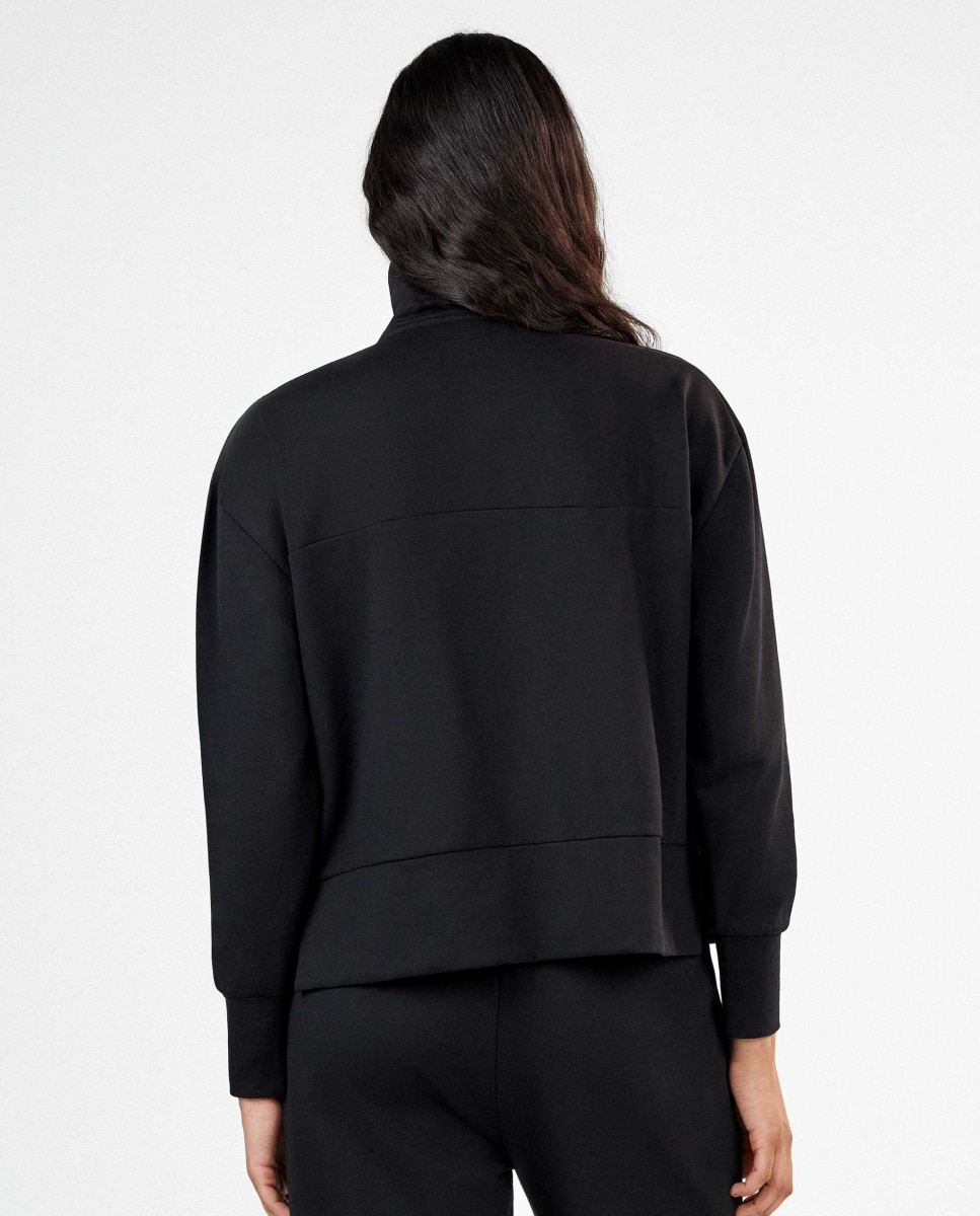 Sudadera de mujer felpa corta con cremallera - Gisela - Negro Negro-4