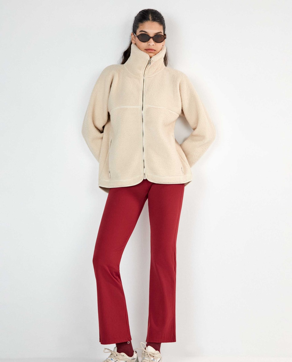 Abrigo de mujer polar ligero con cremallera - Gisela - Beige Beige-2