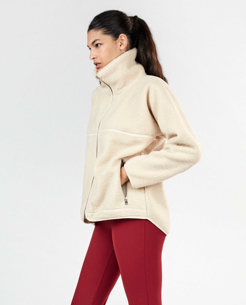 Abrigo de mujer polar ligero con cremallera - Gisela - Beige Beige-3
