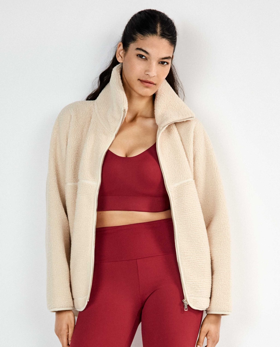 Abrigo de mujer polar ligero con cremallera - Gisela - Beige Beige-4