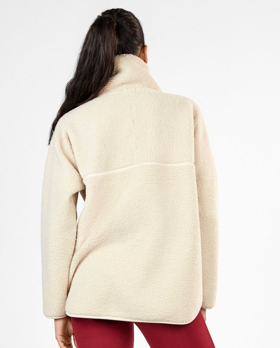 Abrigo de mujer polar ligero con cremallera - Gisela - Beige Beige-5