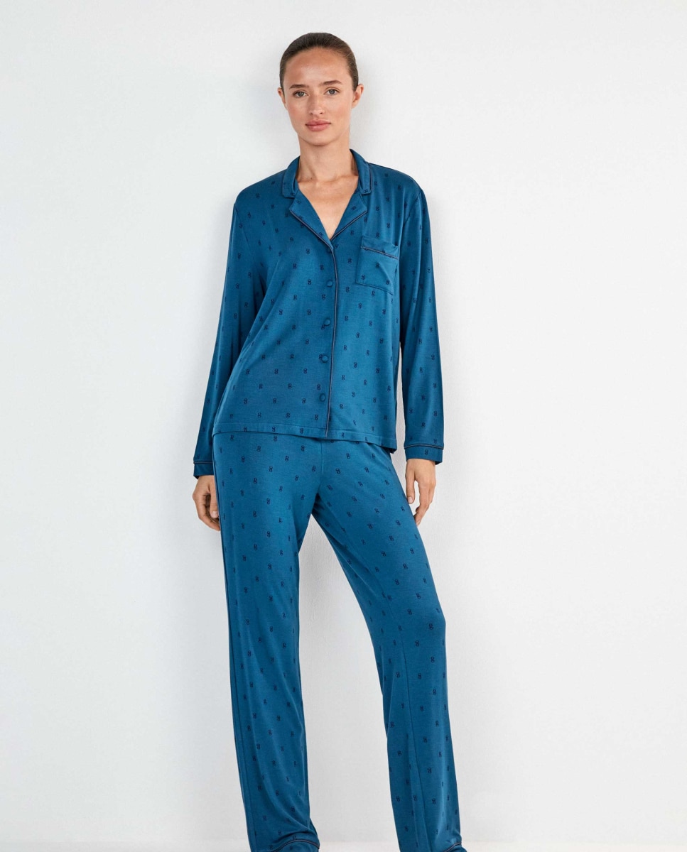 Pijama camisero de mujer - Gisela - Azul Azul-1