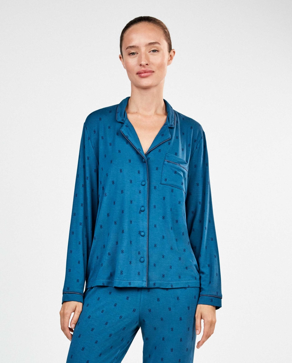 Pijama camisero de mujer - Gisela - Azul Azul-2