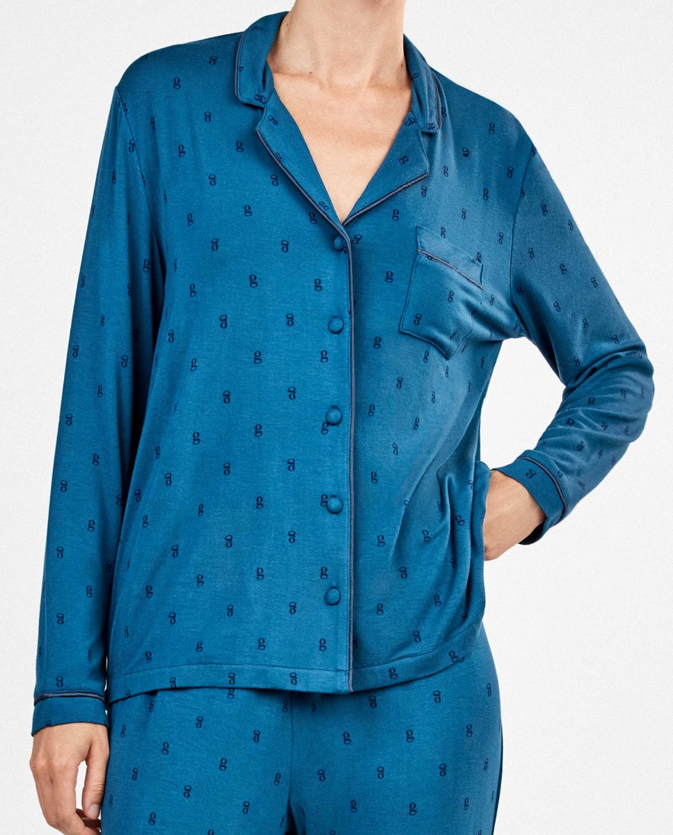 Pijama camisero de mujer - Gisela - Azul Azul-4