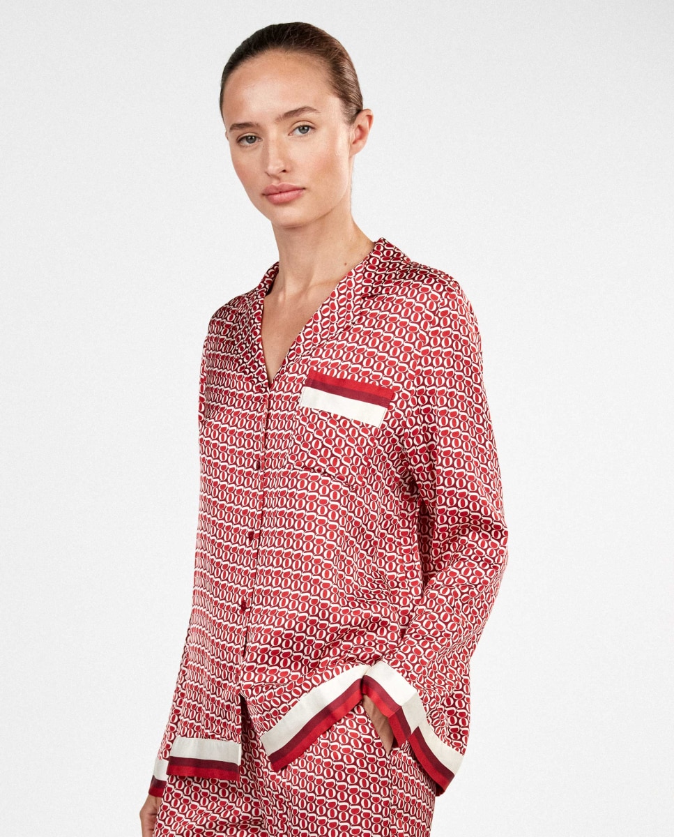 Pijama camisero de mujer - Gisela - Rojo Rojo-3