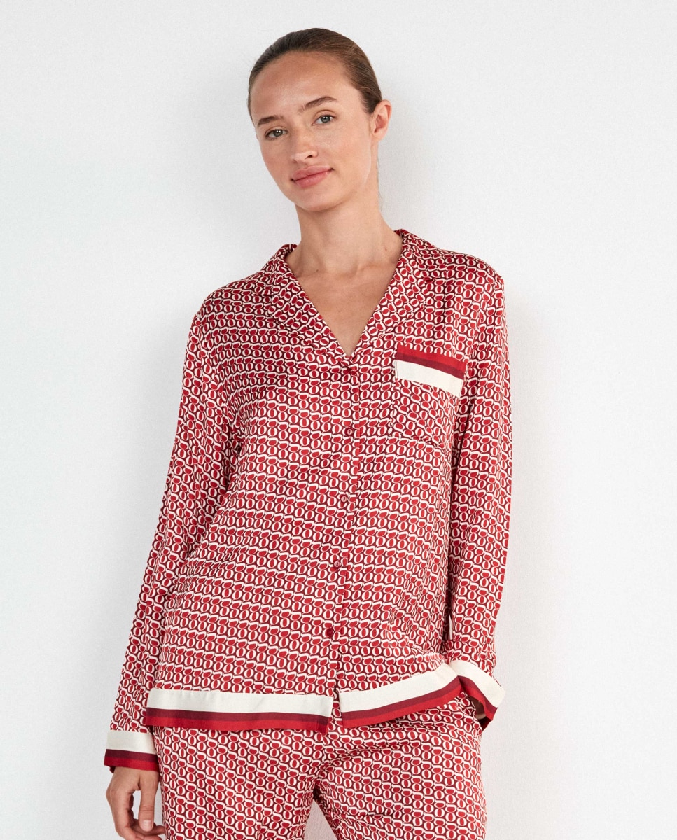 Pijama camisero de mujer - Gisela - Rojo Rojo-5