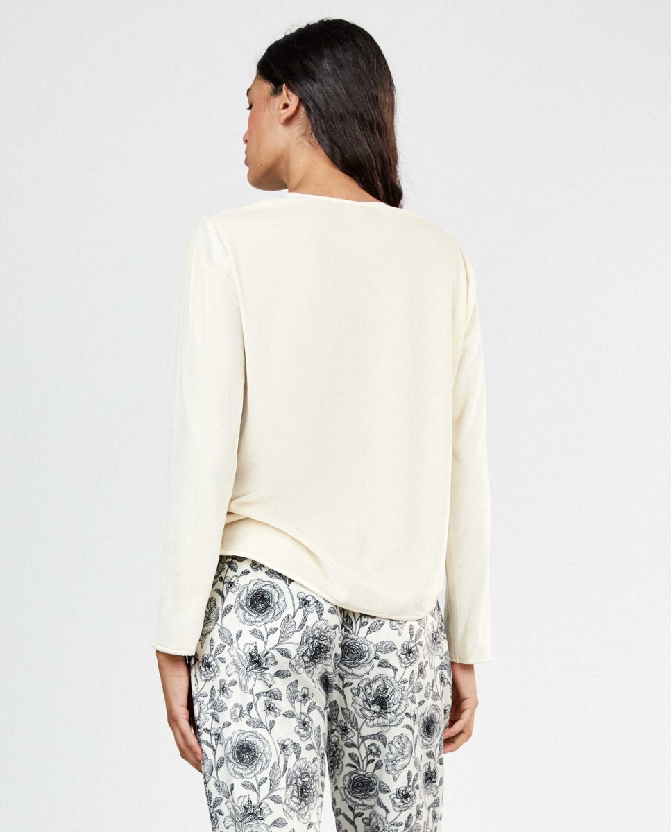 Pijama largo de mujer con pantalón a contraste. - Gisela - Beige Beige-4