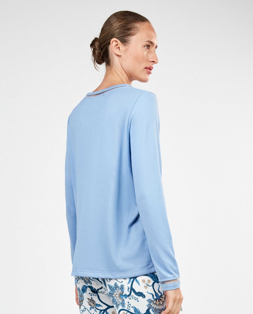 Pijama largo de mujer - Gisela - Azul celeste Azul celeste-4