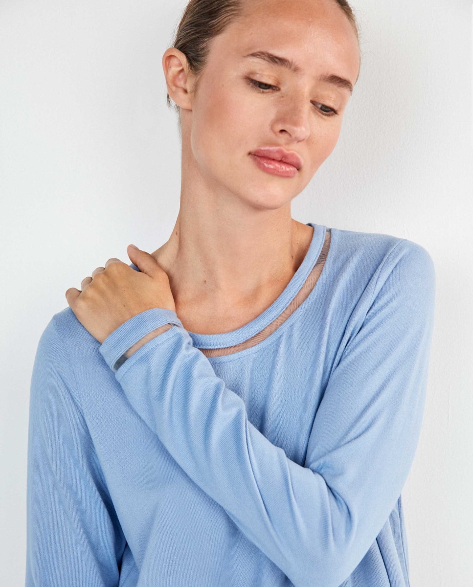 Pijama largo de mujer - Gisela - Azul celeste Azul celeste-5