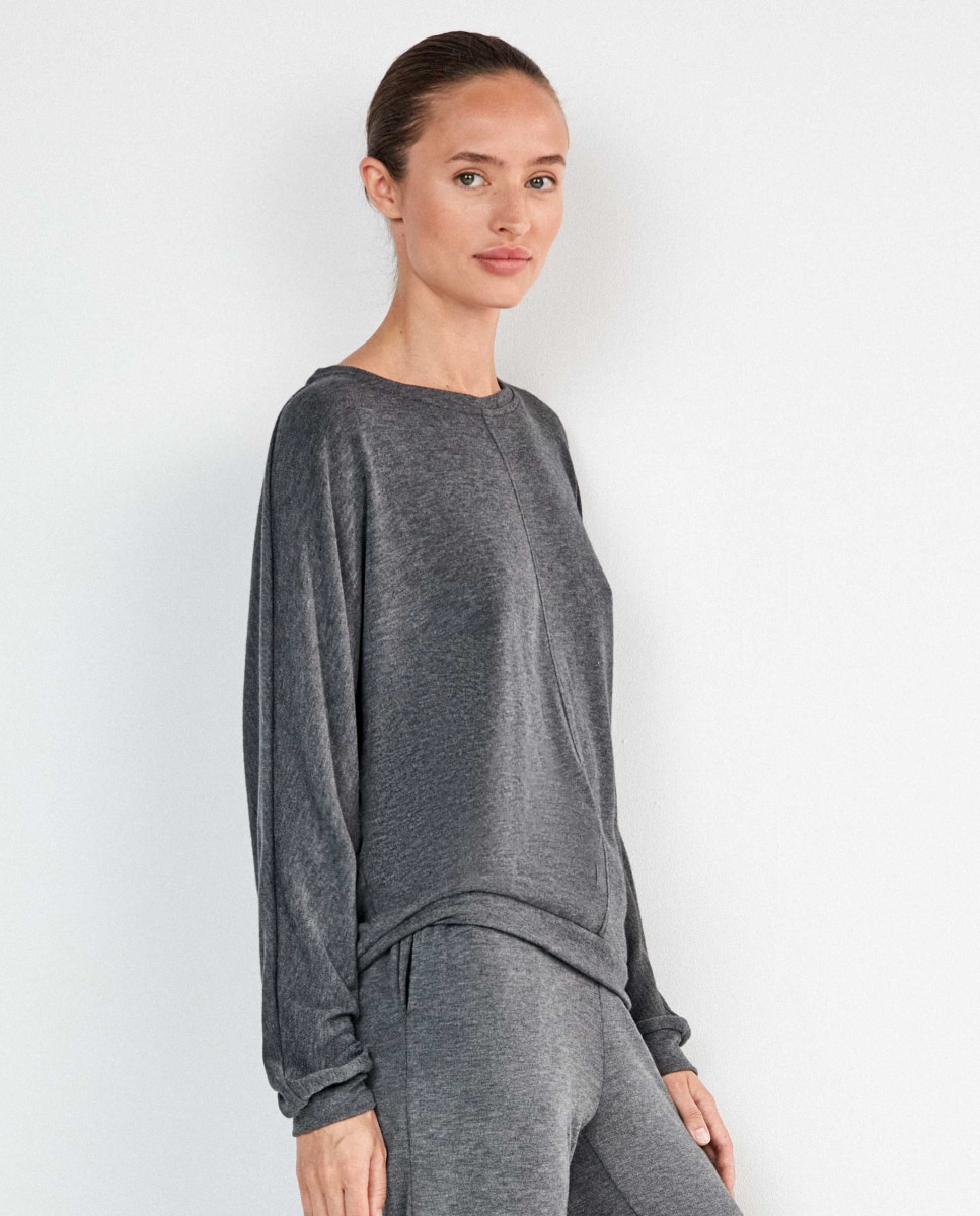 Pijama largo de mujer con pantalón jogger - Gisela - Gris oscuro Gris oscuro-3