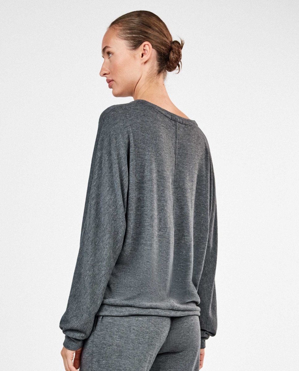 Pijama largo de mujer con pantalón jogger - Gisela - Gris oscuro Gris oscuro-4