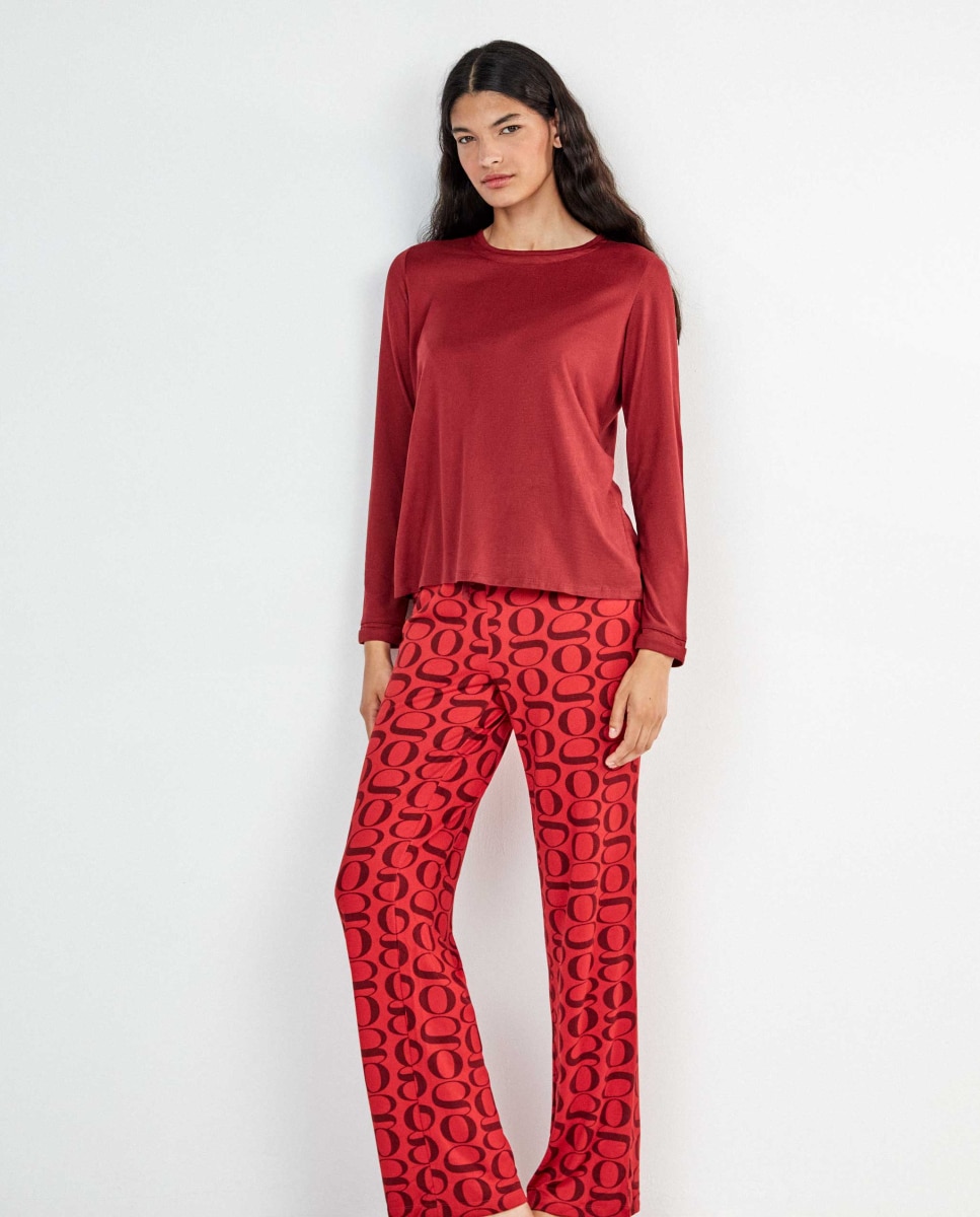 Pijama largo de mujer - Gisela - Rojo Rojo-2