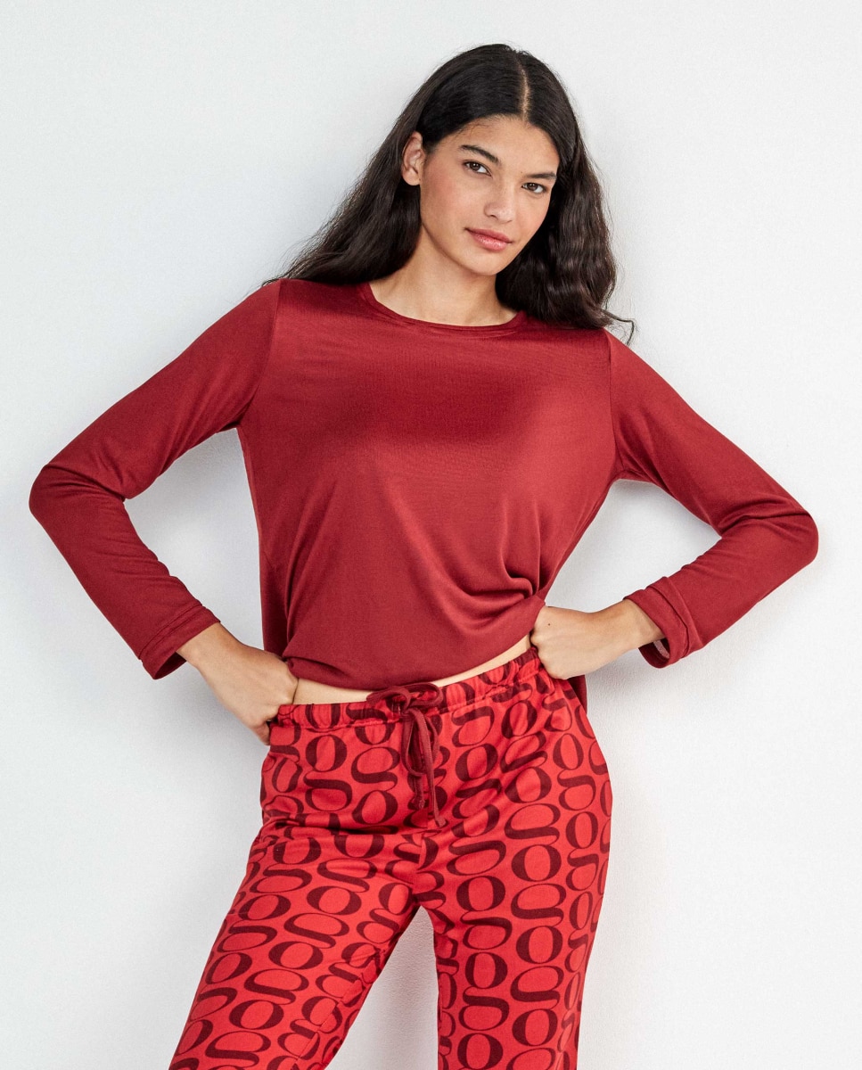 Pijama largo de mujer - Gisela - Rojo Rojo-3