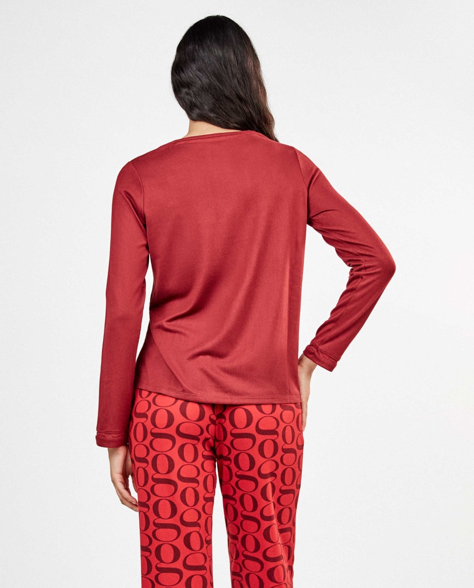 Pijama largo de mujer - Gisela - Rojo Rojo-4