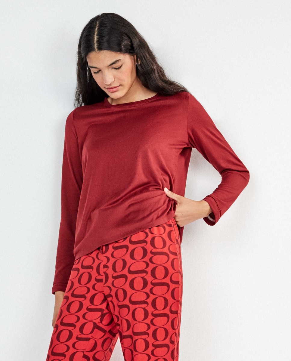 Pijama largo de mujer - Gisela - Rojo Rojo-5