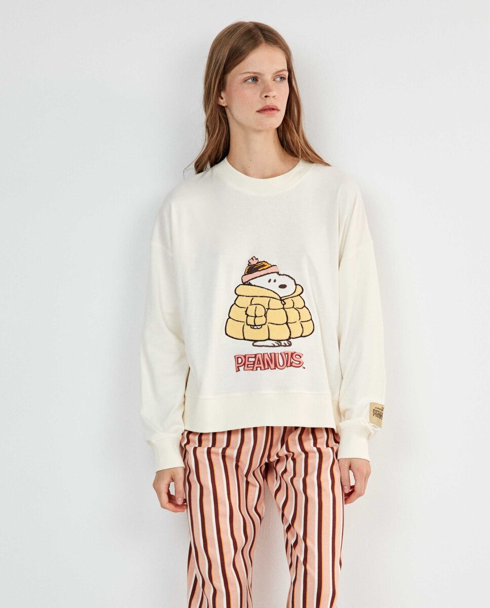 Pijama largo de mujer snoopy - Gisela - Crudo Crudo-5