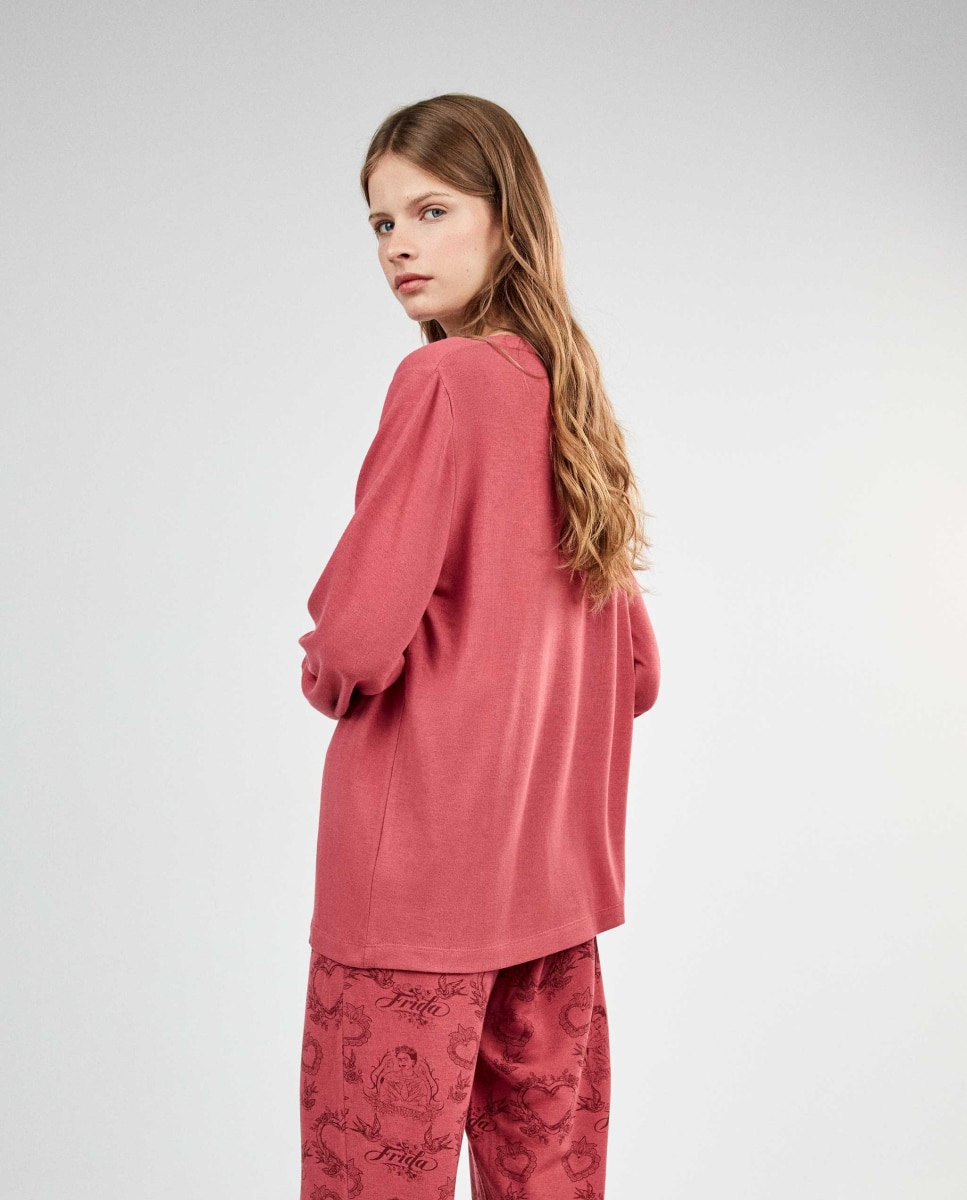 Pijama largo de mujer frida kahlo con pantalón étnico - Gisela - Rosa Rosa-5
