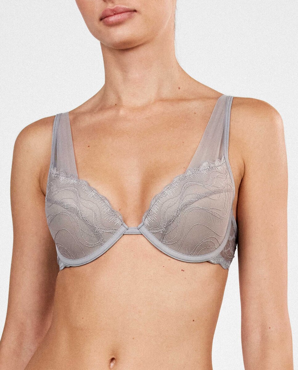 Sujetador push up de mujer - Gisela - Gris Gris-3
