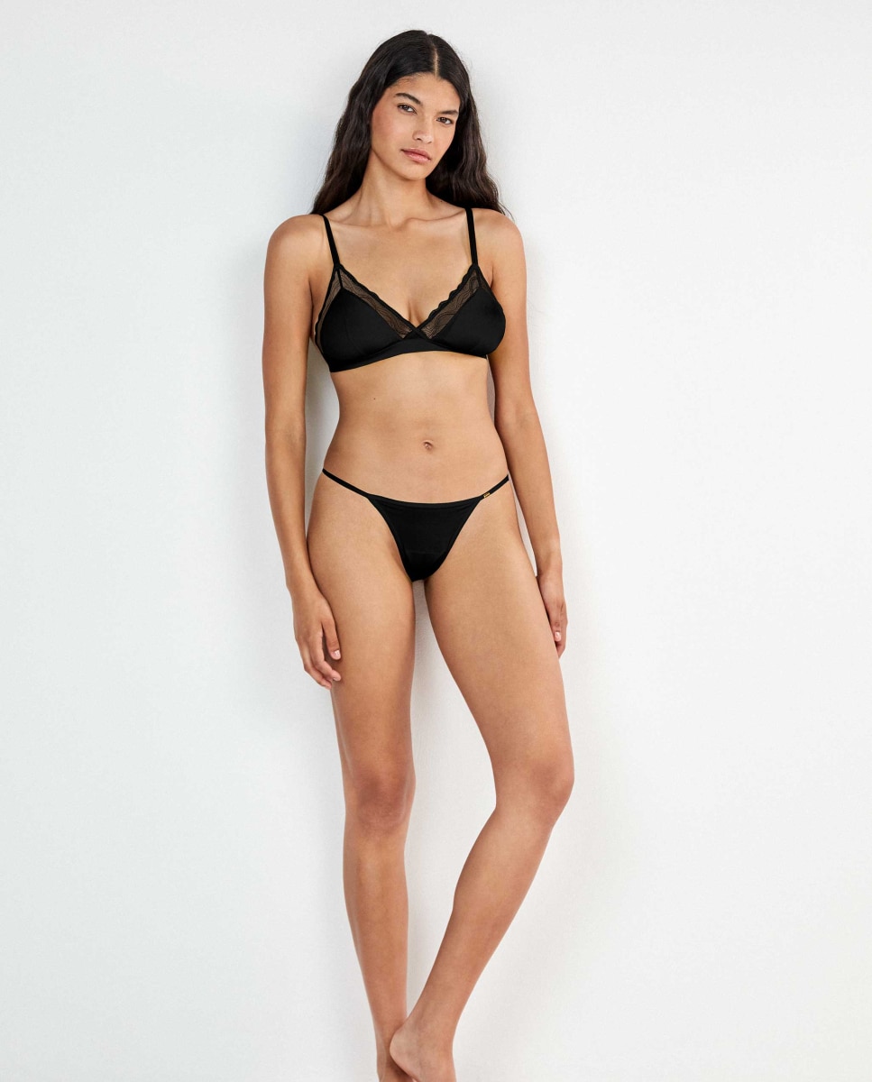 Sujetador triangular de mujer copa extraíble - Gisela - Negro Negro-1