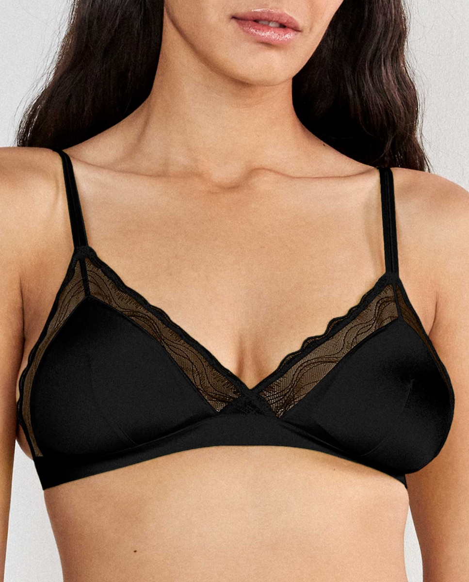 Sujetador triangular de mujer copa extraíble - Gisela - Negro Negro-4