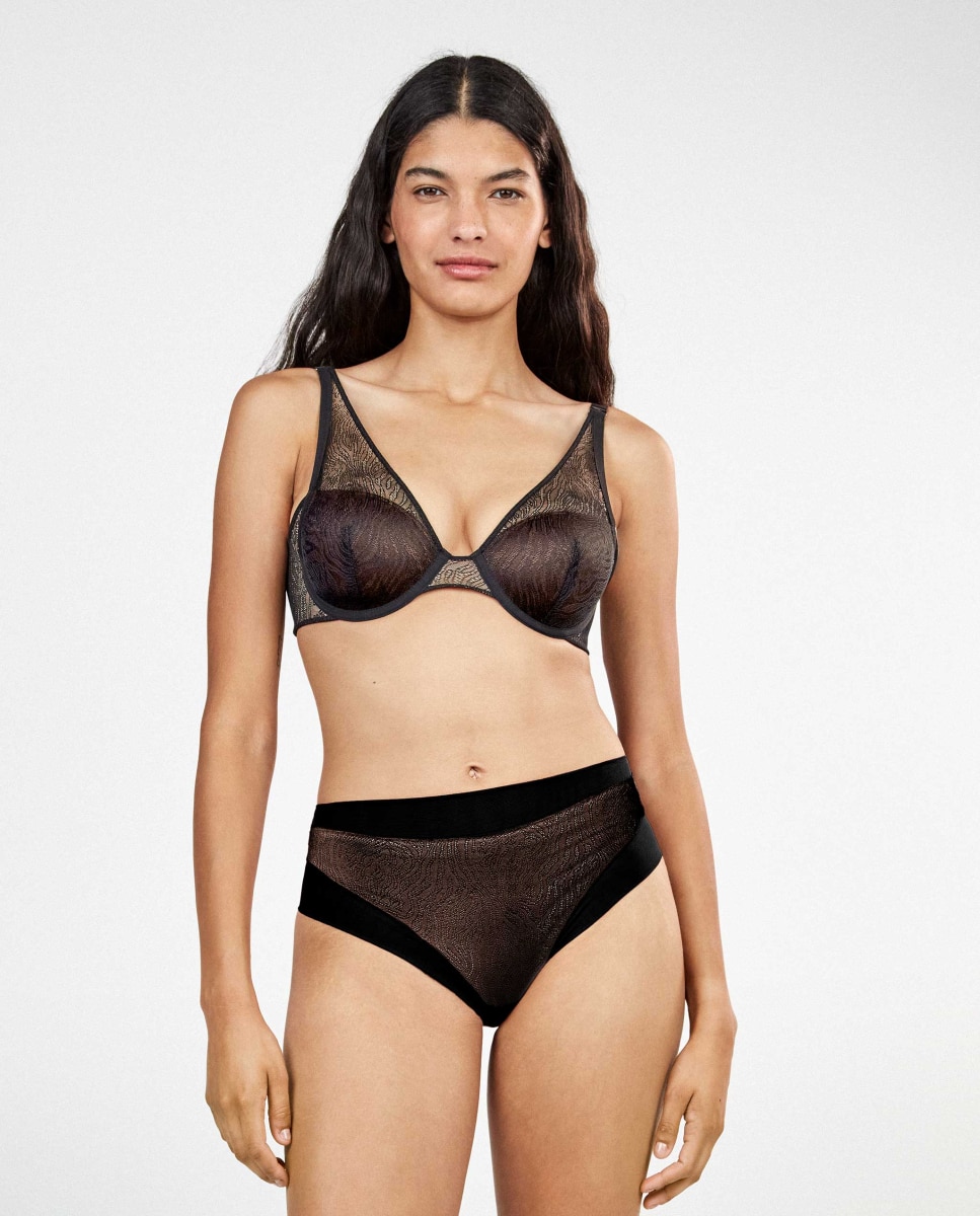 Braguita clásica alta de mujer - Gisela - Negro Negro-2