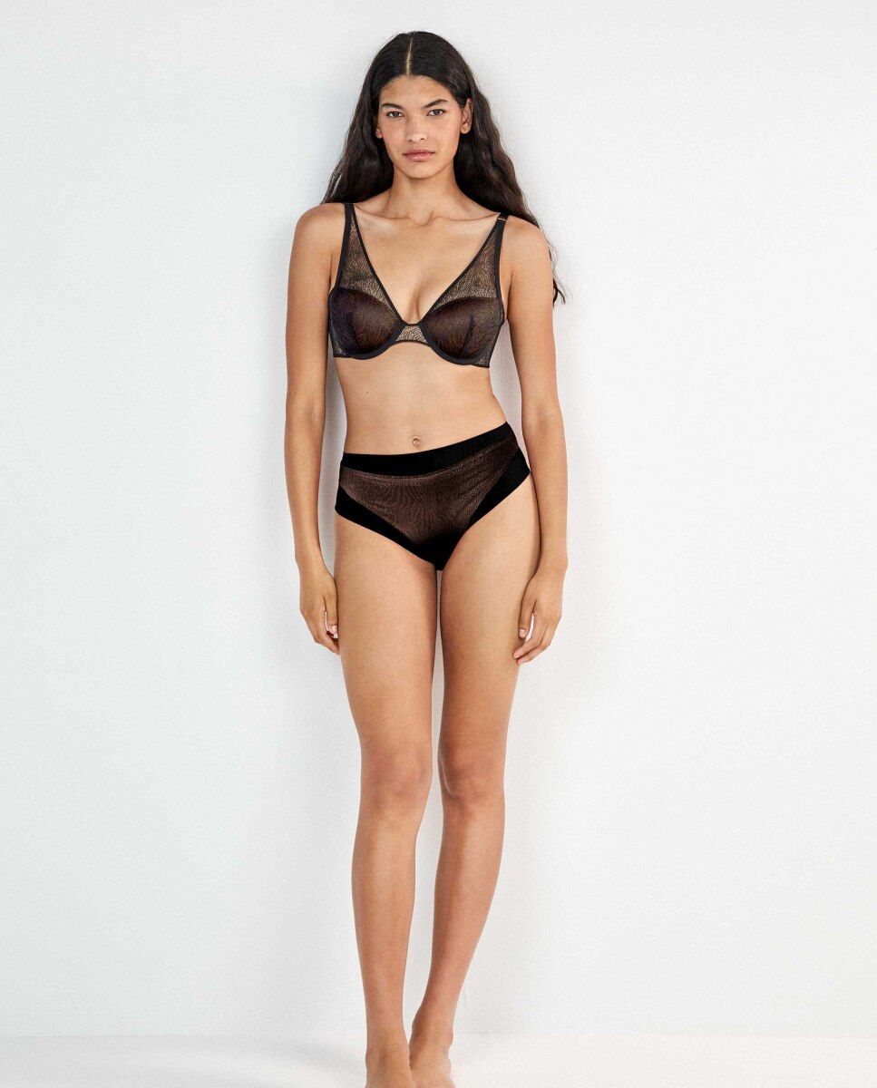Braguita clásica alta de mujer - Gisela - Negro Negro-3