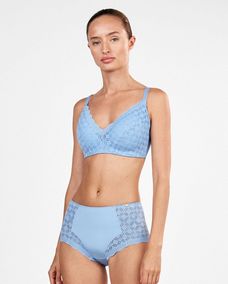 Braguita clásica alta de mujer - Gisela - Azul celeste Azul celeste-3